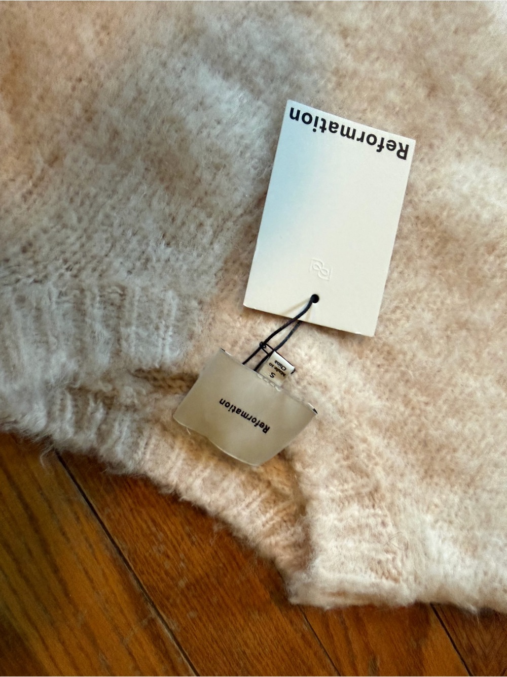 Reformation Cream Fuzzy Crewneck Sweater